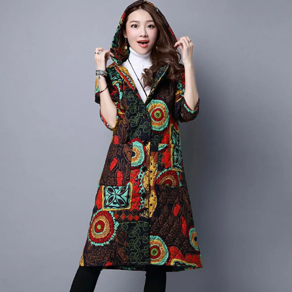 Female Parka Coat 2018 New Ethnic Women's Winter Jacket Quilted Padded Cotton Outerwear Fashion