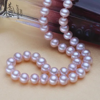 

necklace Women Gift word necklaces real pearl genuine 8-9mm natural freshwater nearly round purpleGenuine Selling Huge
