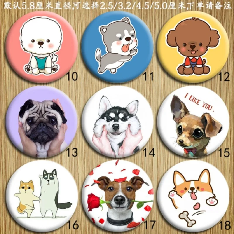 HARAJUKU животные милые Pomeranian мопса Броши I LOVE MY DOG оснастки Itabag жесть Pin Up Street Punk