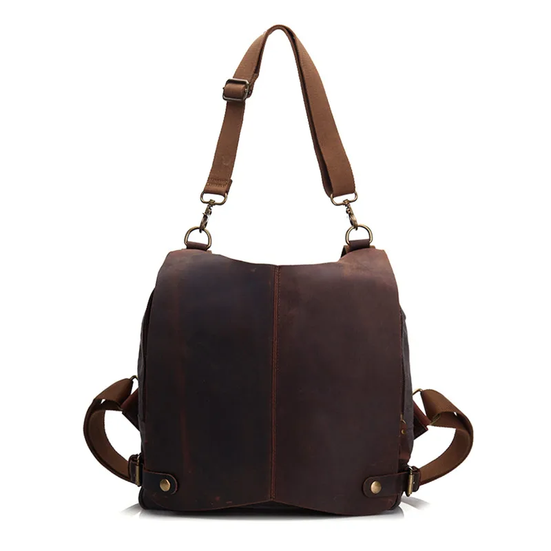 

Vintage Canvas + Genuine Leather Women Men Casual Backpack Day Pack School Notebook Bag Shoulder Bags for Lady Rucksack #M1061