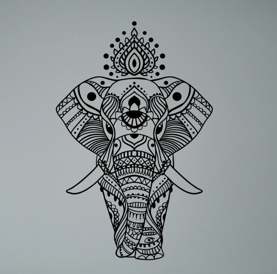Indischer Elefant Mandala Wandaufkleber Asiatischen Home Interior Ethnische Yoga Muster Vinyl Aufkleber Ruhige Ornament Indien Kultur Wandbild Mandala Wall Sticker Wall Stickervinyl Decal Aliexpress