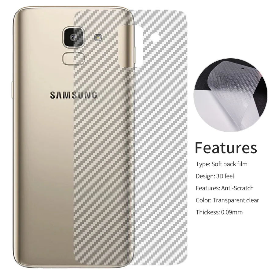 

KLOVRRD Soft Back Full Cover Screen Protector for Samsung Galaxy J6 J8 2018 J7 Max Carbon Fiber Protective Film Sticker