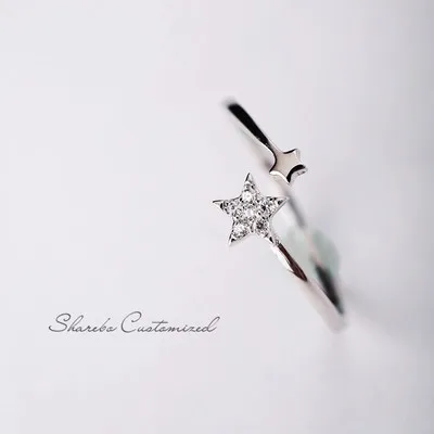 simple star cz open ring fadeless alloy fashion jewelry Adjustable rings for women gift