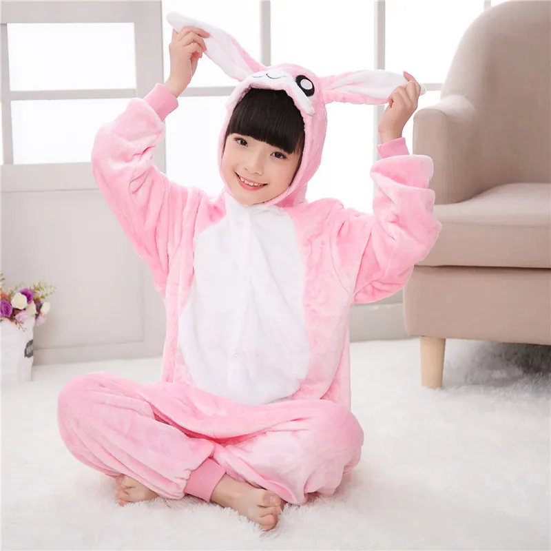 Детская зимняя Домашняя одежда Кигуруми для детей, милые пижамы с рисунками животных, пижамы с длинными рукавами и капюшоном, пижамы