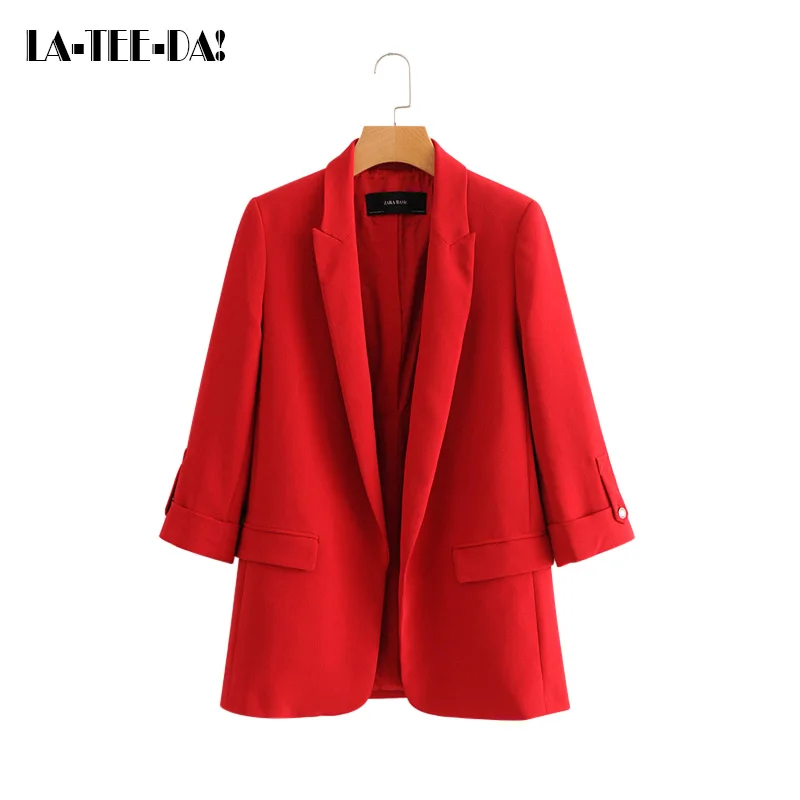 LTD1198216 ELYB New Solid Blazer Women Notched Coat Lady Fashion Long Sleeves OL Patchwork Buttons Slim Vestidos | Женская одежда