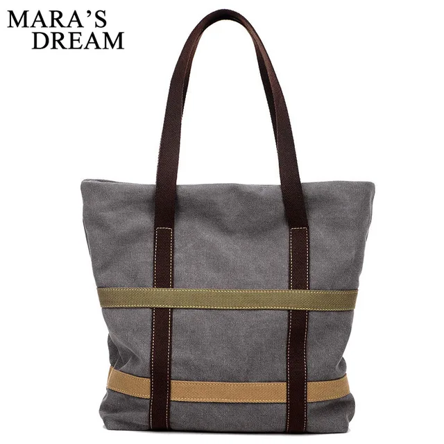 Us 16 72 40 Off Mara S Dream Women Canvas Handbags High Quality Female Hobos Single Shoulder Bags Vintage Solid Multi Pocket Las Tote Bolse In