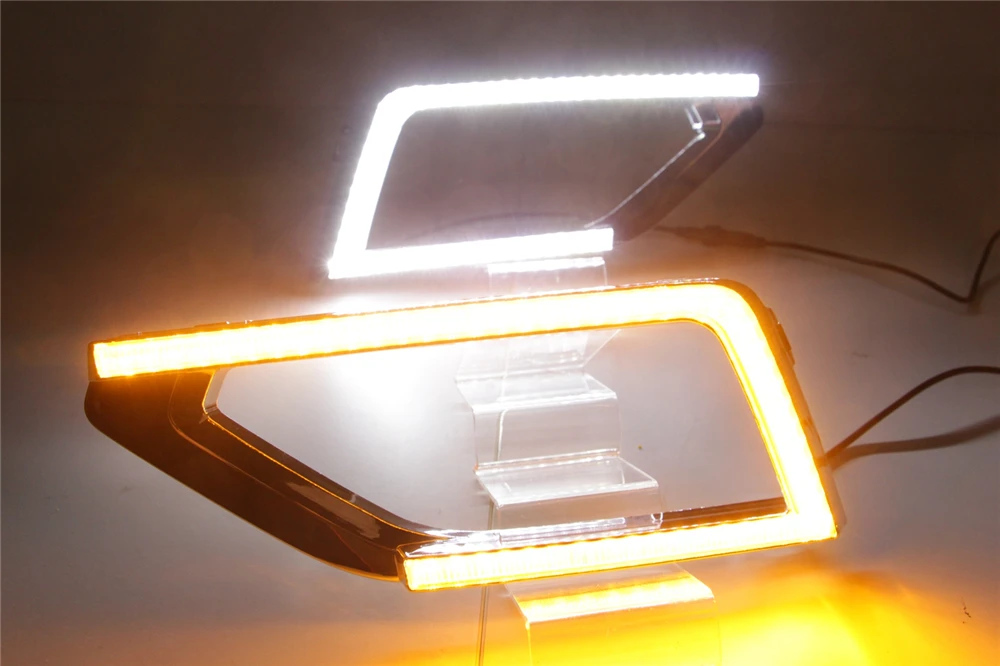 CSGJMY 1 пара светодиодный фонарь для Volkswagen VW Teramont DRL, дневной ходовой светильник, Дневной светильник, противотуманная фара, крышка с желтым указателем поворота