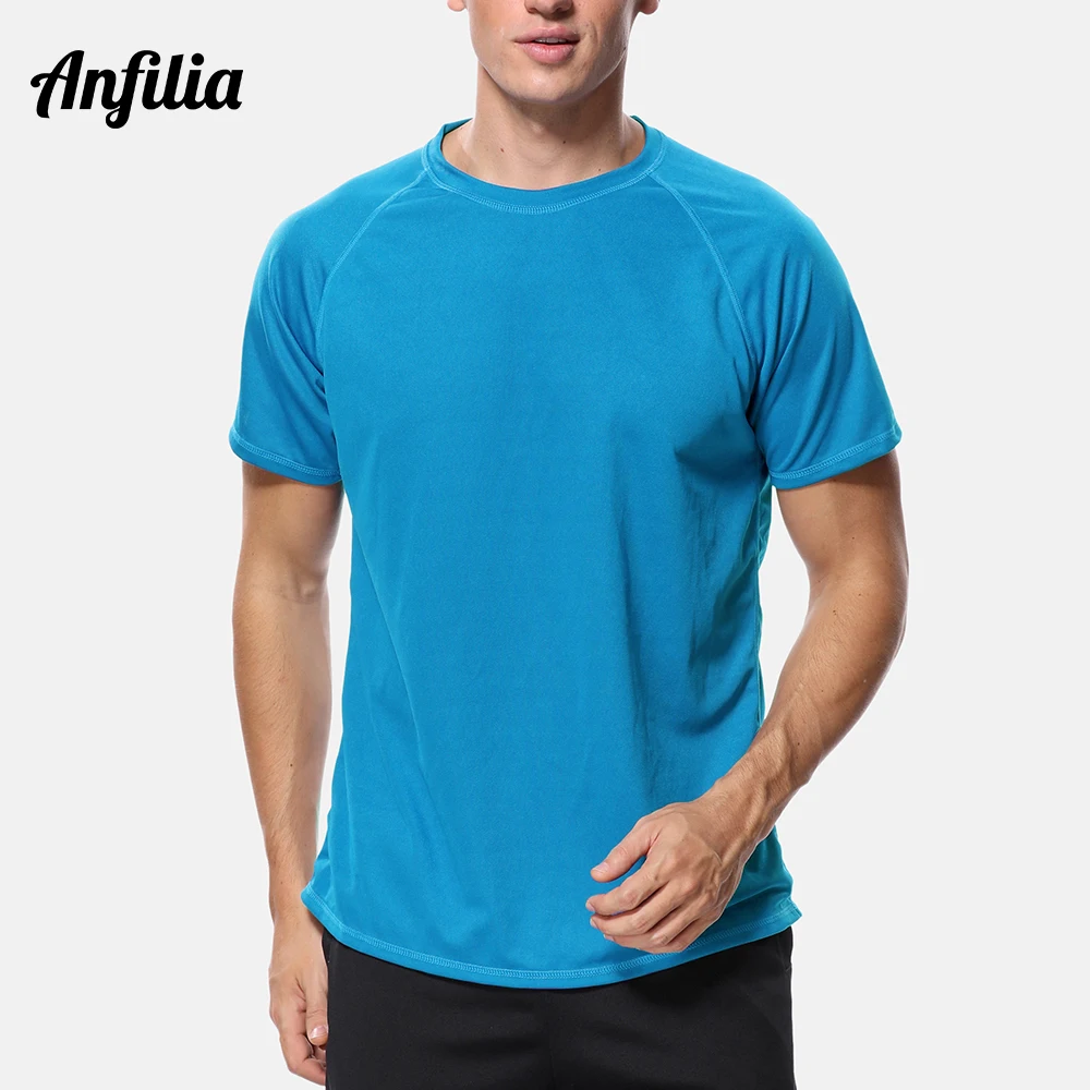 

Anfilia Men Dry-Fit Shirts Loose Fit Rash guard Top Driving Shirt Rashguard Shirt UV-Protection 50+ Riding Top Beach Wear