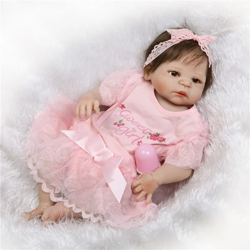 

Reborn real baby alive dolls 23" full silicone reborn baby dolls blue/brown/green eyes optional pink girl princess dolls