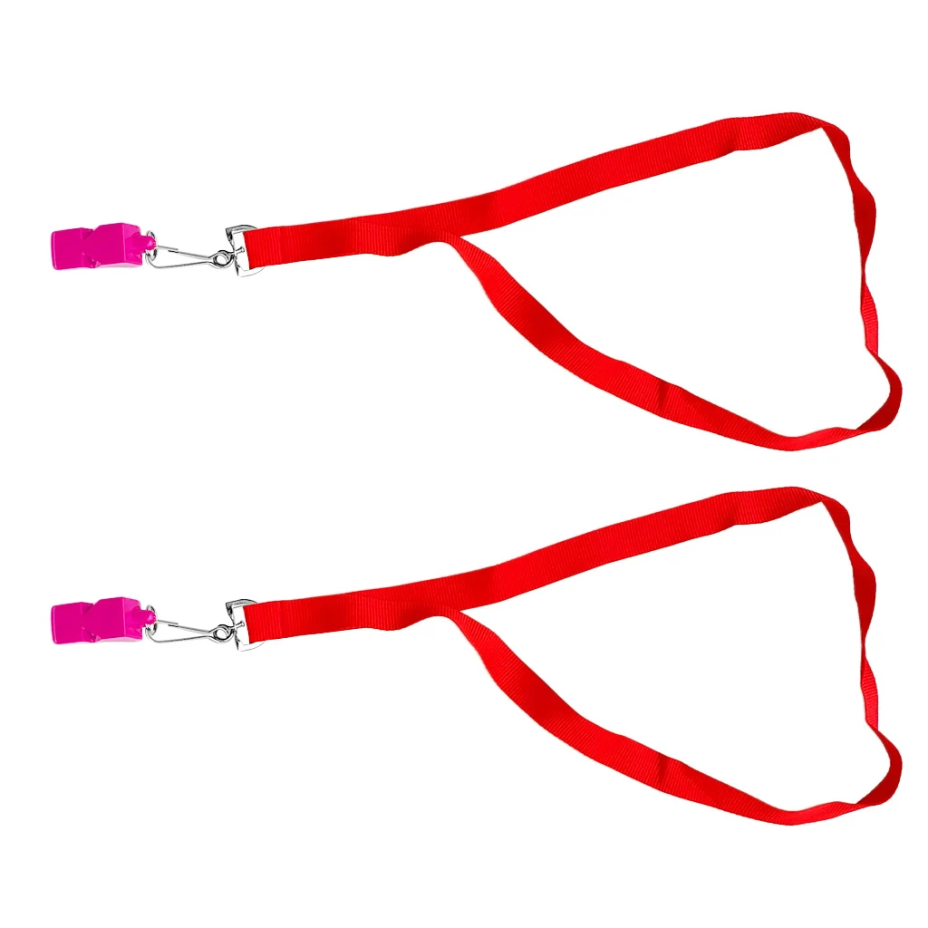2 x Kayaking Boat Camping HikingPlastic Loud Safety Emergency Survival Whistle Lifeguard Rescue Signaling Whistle Lanyard 23'' 