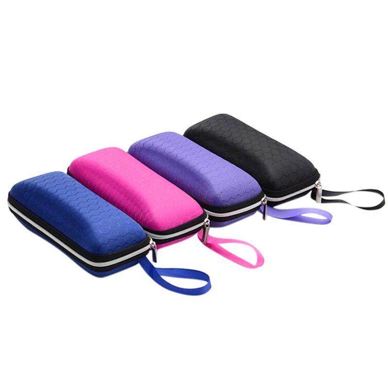 

1Pc Portable sunglasses case Holder glasses box with lanyard zipper eyeglass cover Protector Box for Men Women High Quality