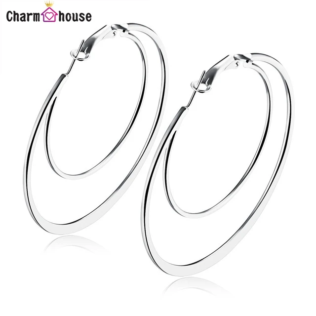 316L Stainless Steel Earrings for Women Double Big Circle Hoop Earring Gold/ Silver Color Earing Fashion Jewelry Female Brincos - AliExpress