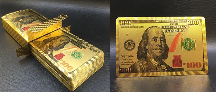 Золотой фольги доллар Евро Стиль Пластиковый покер игральные карты водонепроницаемый забавная игровая доска подарок для игры держатели карт