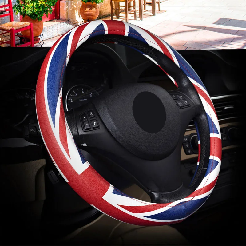 Модный британский стиль, супер-Волоконный кожаный Универсальный автомобильный чехол Мститель на руль, 37 см-38 см, автомобильный Стайлинг, спортивные авто товары