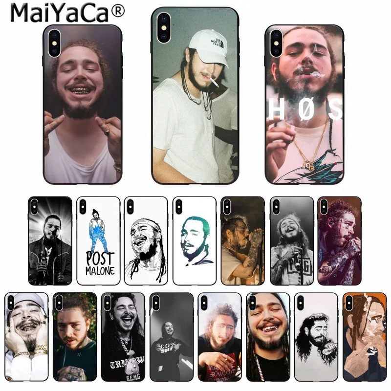 

MaiYaCa DIY Painted Beautiful Phone Accessories Post Malone for Apple iPhone 8 7 6 6S Plus X XS MAX 5 5S SE XR Cover