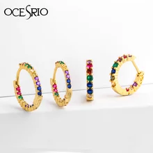 Позолоченные трендовые женские серьги-кольца, разноцветные радужные дизайнерские микро серьги с фианитами, круглая Очаровательная серьга, ювелирное изделие, ers-q22