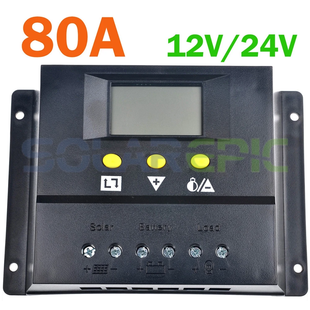 80A Solar Charge Controller 12V/24VDC PWM Battery Charger Regulator 960W/1920W 80A Solar Charge Controller 12V/24VDC PWM Battery Charger Regulator 960W/1920W