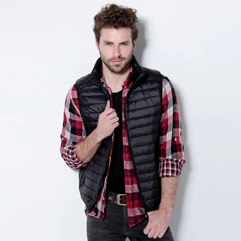

2019 Winter Fashion Brand Sleeveless Duck Down Jackets Men's Light Jacket Packable Streetwear Feather Coat Warm Mens Clothing