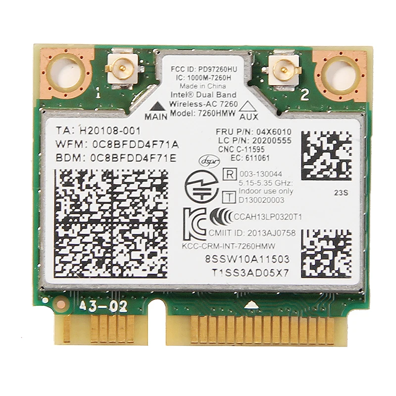 Двухдиапазонный беспроводной адаптер для Intel 7260 7260HMW 802.11ac Mini PCI E Wifi BT4.0 карта 867 м