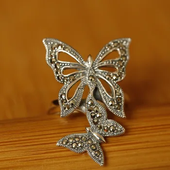 

The new silver ring inlaid 925 Sterling Silver Marcasite retro Ladies Ring wholesale manufacturers