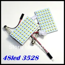 Светодиодная панель для автомобиля свет белый 12 V светодиодный панельный светильник плафон света 48 Светодиодный 3528SMD автомобильной гирлянда светодиодный ламп с T10 или Клинообразная основа
