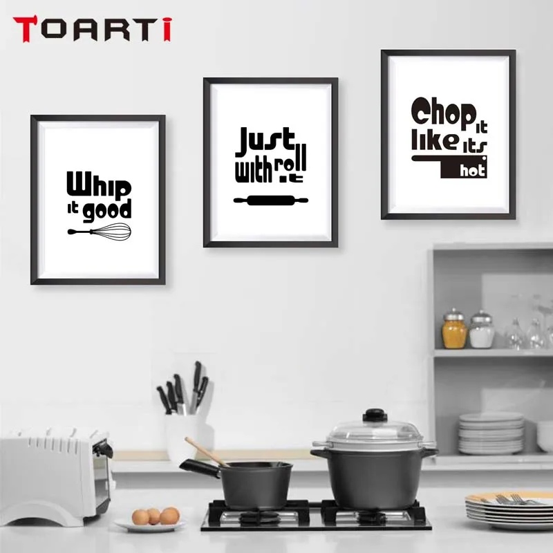 Modern Black White Kitchen Quotes A4 Posters Nordic Living Room