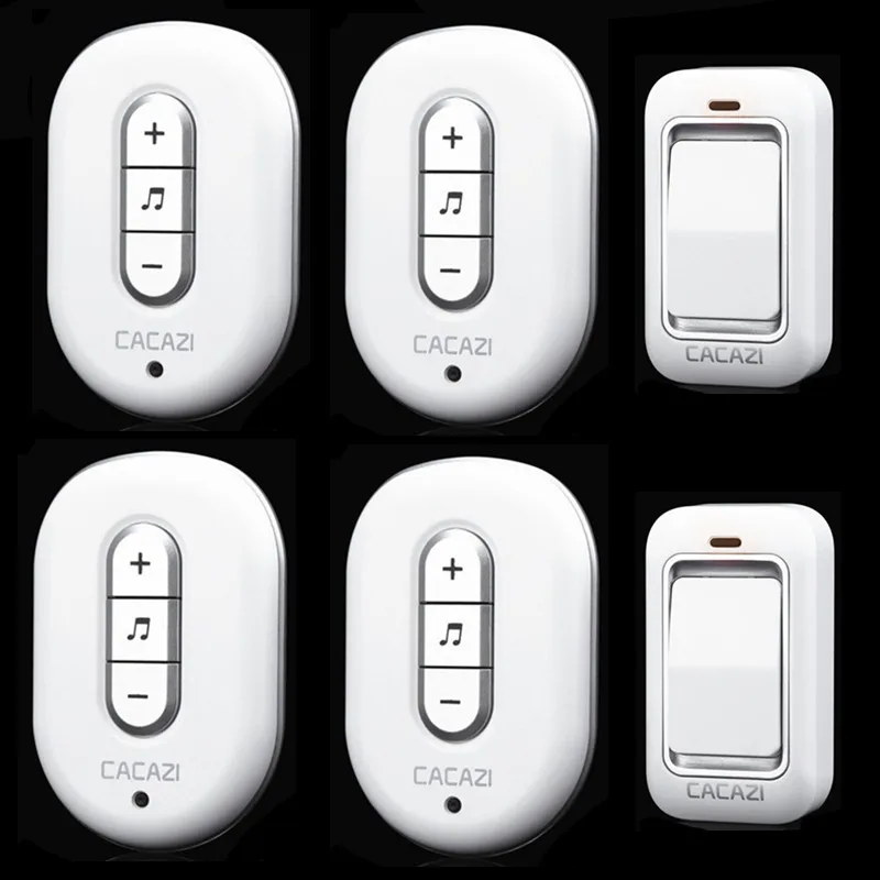 

High quality 2 Emitter + 4 Receiver 48 Tunes Wireless Cordless Doorbell Remote Door Bell Chime,No need battery,Waterproof