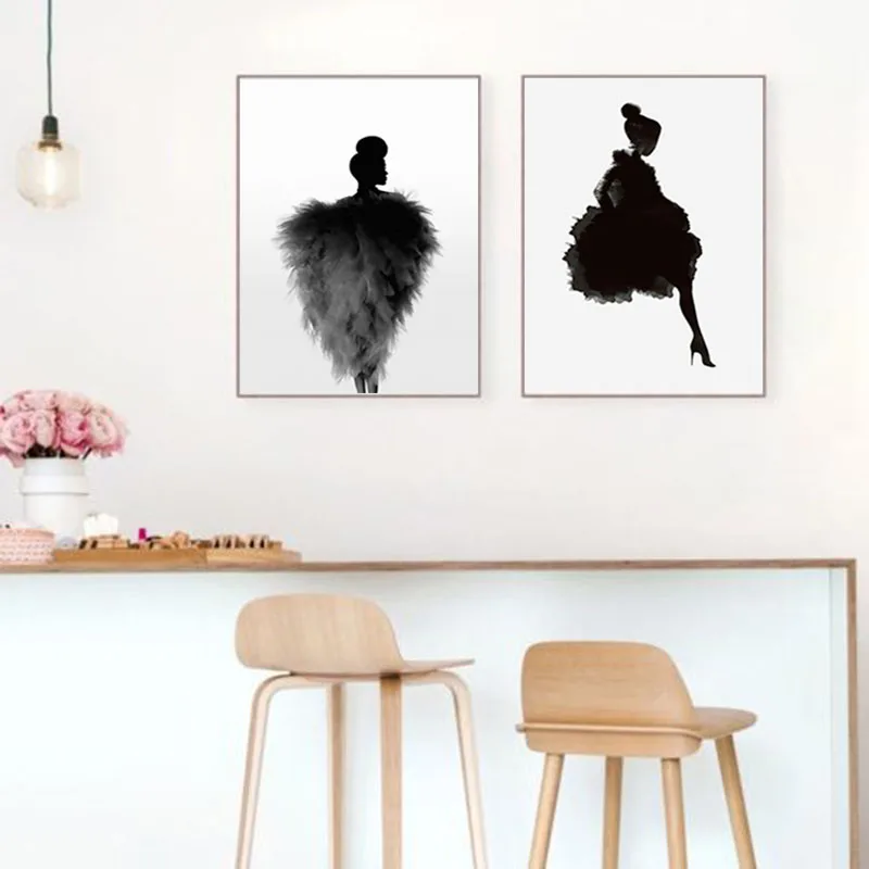 

SELFLESSLY Black White Sexy Girl Posters Canvas Prints Minimalism Girl Picture For Living Room,Girl Room Wall Art Painting