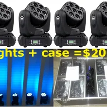 Продаж 8xlot светодио дный перемещение головы луч стирка точечные светильники с Кофр большой 7 шт 12 W RGBW 4in1 Quad Цвет диско DJ сценическое оборудование DMX