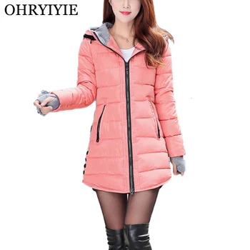 

OHRYIYIE Plus Size 3XL Autumn Winter Parkas Women Hooded Long Jackets Warm Cotton Padded Ladies Jackets And Coats Manteau Femme