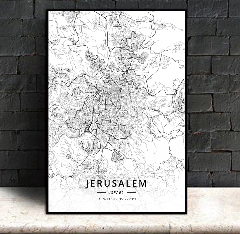 

Jerusalem Israel,Modern City Map Canvas Art Print Home Room Decor Poster