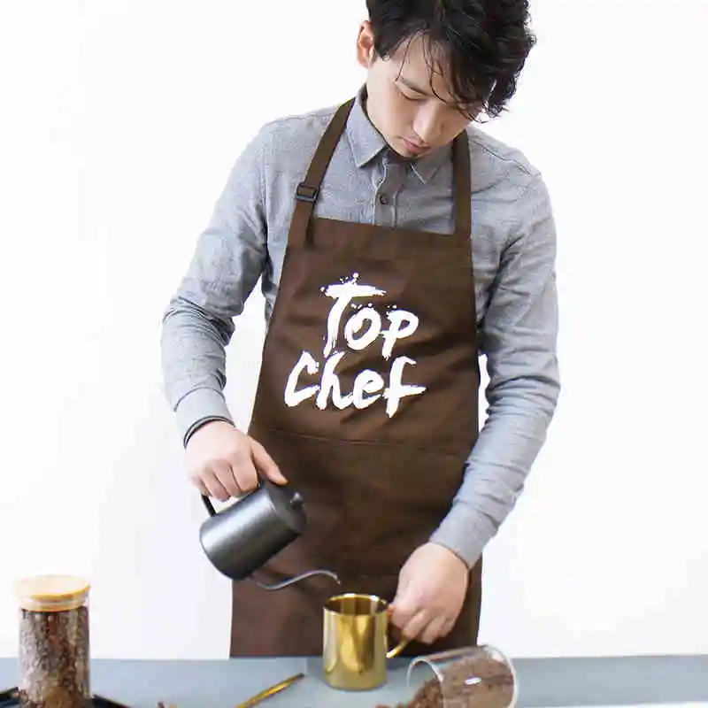 

Personality Chef Apron Edition Fashion Kitchen Japanese Brown Black Workwear