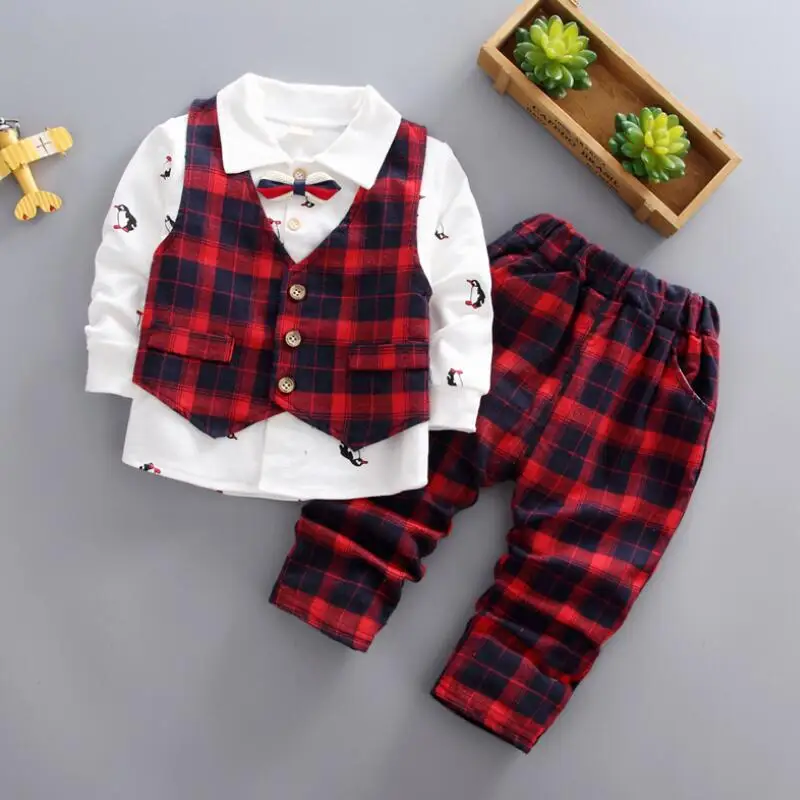 

BibiCola Spring Baby Boys Clothing Set 3Pcs Vest+Shirt+Pants Autumn Kids Boys Clothes Set Cotton Toddler Boys Clothes 1-5 years