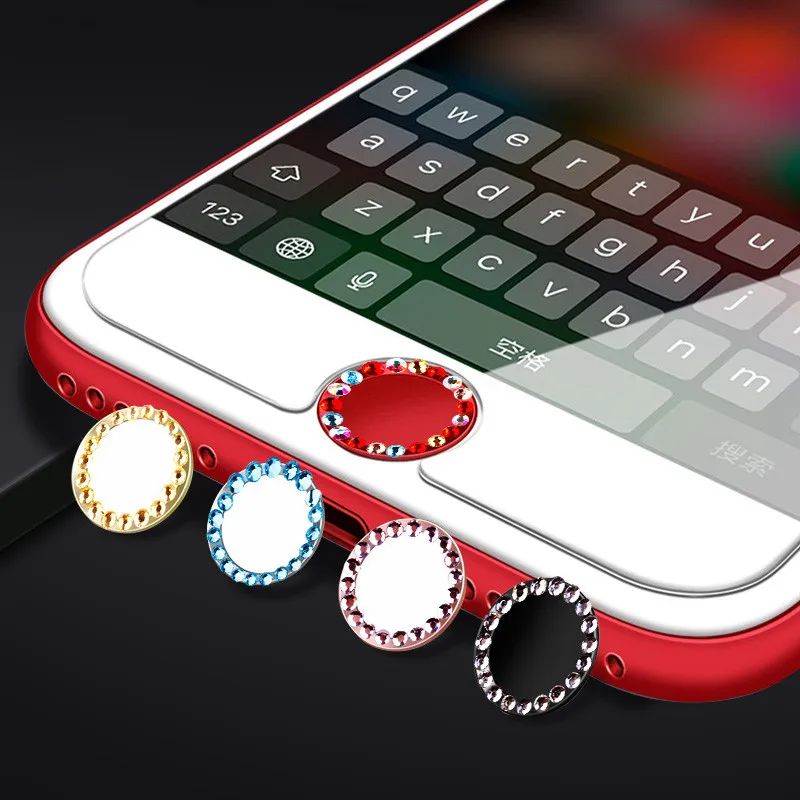 

SIANCS Bling Rhinestone Home Button Sticker Cover For iPhone 7 8 Plus 6 6s 5s For iPad Support Touch ID Fingerprint Recognition