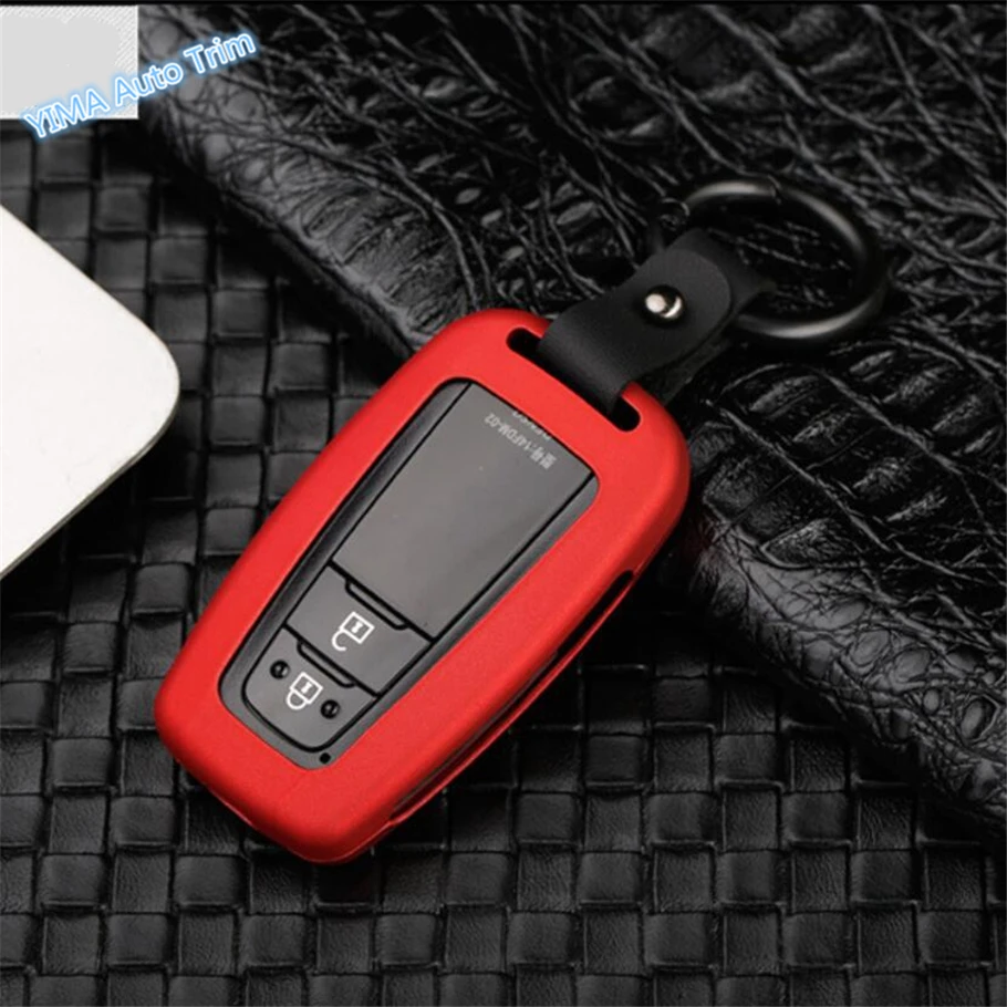 

Lapetus Auto Styling Key Case Shell Chains Protector Kit Cover Trim Fit For Toyota C-HR CHR 2016 - 2019 / Red Carbon Fiber Look