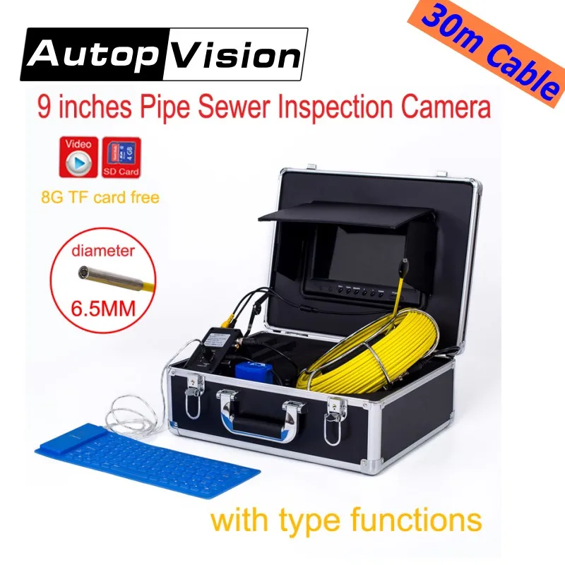 Шланг эндоскоп WP91 30 м с ЖК дисплеем 9 дюймов 6 5/17/23 мм|pipe inspection camera|inspection camerasewer pipe