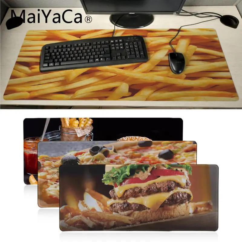 Резиновый коврик для мыши Maiyaca с модными чипами пиццей гамбургерами игровой