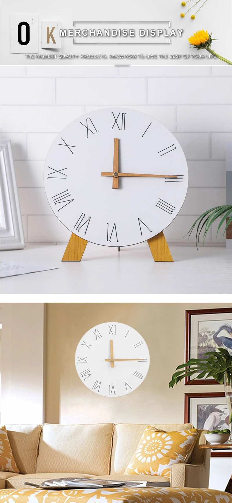  study clock watch office office table decoration flip calendar bamboo clock desk clock circular electronic desktop clock dementia clock  (5)