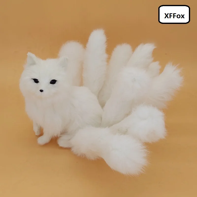 

cute real life white fox model plastic&furs simulation sitting nine-tails fox gift about 30x18cm xf1804