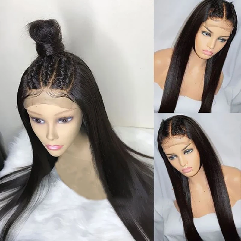 Предварительно сорванный 360 средняя часть кружева Фронтальная длинная Remy человеческих волос парик для черных женщин Бразильский бесклеевой прямой Швейцарский Закрытие