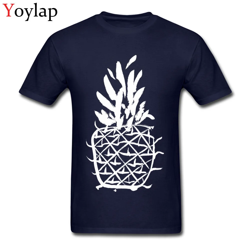 Hot Sale Casual Tops Tees Standing pineapple Fall Short Sleeve 100% Cotton Round Collar Mens T Shirt Casual Tee-Shirts navy