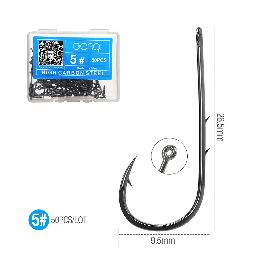 DONQL 50 шт. рыболовные крючки из углеродистой стали с колючей спинкой, рыболовные крючки, крючки для ловли карпа с морским червем, один круглый крючок для ловли карпа