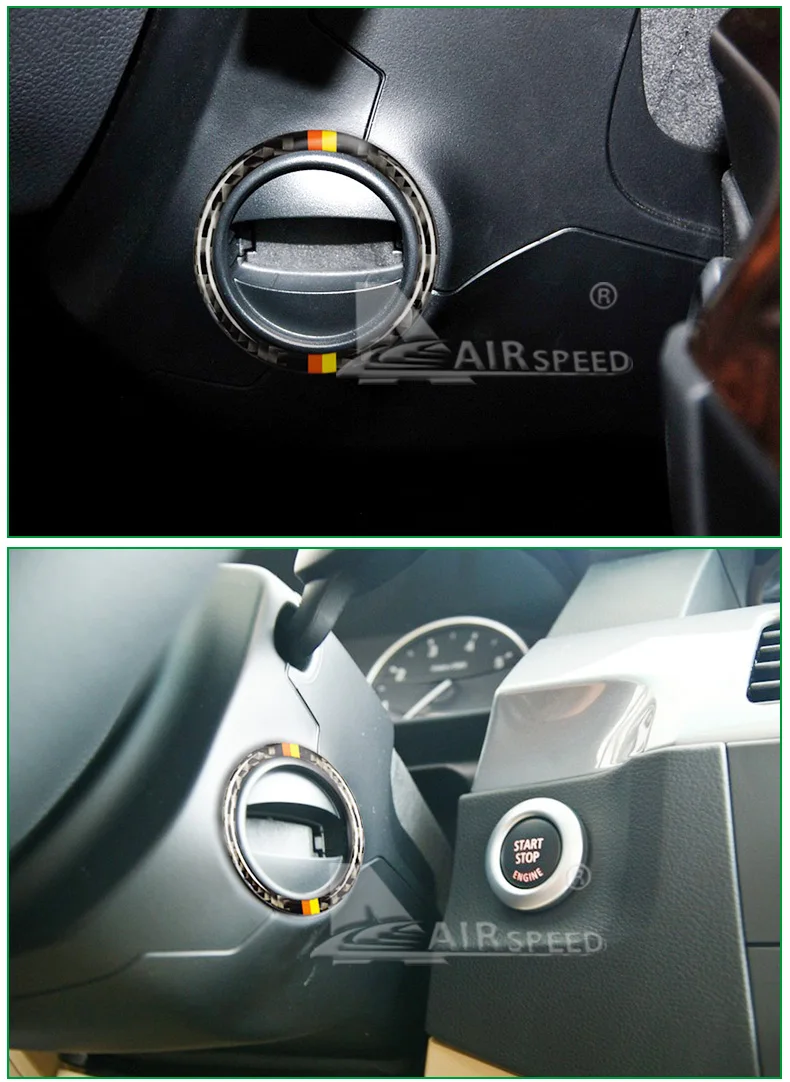 Airspeed for BMW E60 Accessories BMW E60 Sticker Stickers for BMW E60 Carbon Fiber Interior Trim Car Ignition Keyhole Ring Cover (5)