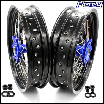 

3.5/4.25 SUPERMOTO WHEELS RIMS SET FOR SUZUKI DRZ400SM 2005-2018 DRZ400S 2000-2018 DRZ400E 2000-2007 DRZ400 2000-2004 BLUE HUBS