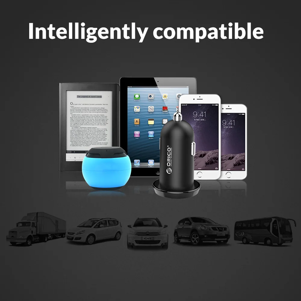 ORICO المزدوج USB شاحن سيارة 17 W الناتج المحمول الهاتف 2.4A الذكية محول السفر ل فون 7 سامسونج Xiaomi سيارة شاحن يو اس بي