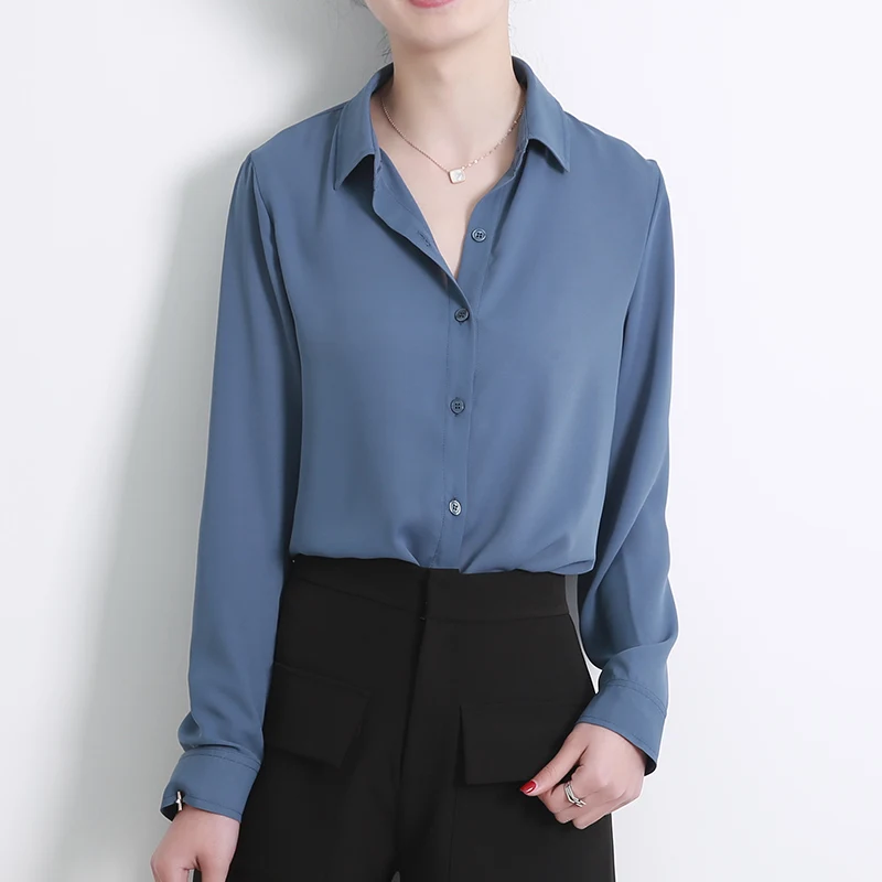 Рубашка женская шифоновая с длинным рукавом|chiffon blouse|blouses plusblusas plus |