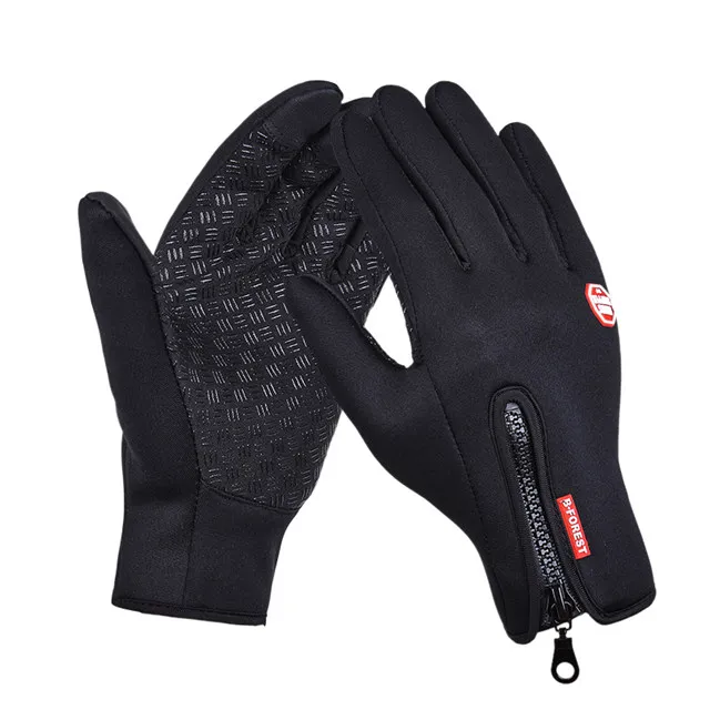 Зимние теплые перчатки для велоспорта водонепроницаемые ветрозащитные велосипедные лыжные перчатки для катания на мотоцикле велосипедные перчатки с пальцами перчатки для экрана для женщин и мужчин - Цвет: no 1 black