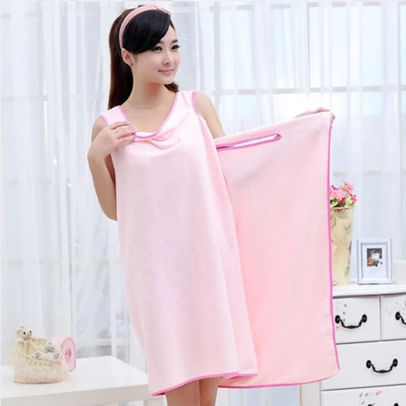 Женское банное полотенце из микрофибры, сексуальное, пригодное для носки, пляжное полотенце, супер мягкое, впитывающее, пляжное полотенце, юбка, супер впитывающее, банное платье, 140x80 см - Цвет: pink