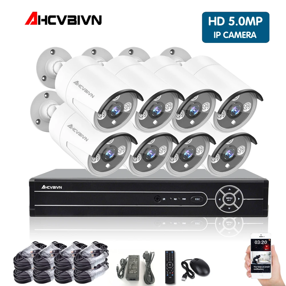 

8Ch HD H.265 5MP POE Security Camera NVR CCTV System With 2592*1520 IP Camera Outdoor Night Vision Video Surveillance Kit