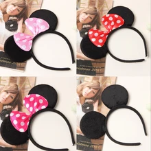 1pcs 4 cores disponíveis minnie mickey orelha acessórios para o cabelo do bebê minnie mouse festa arco meninas headwear(China)